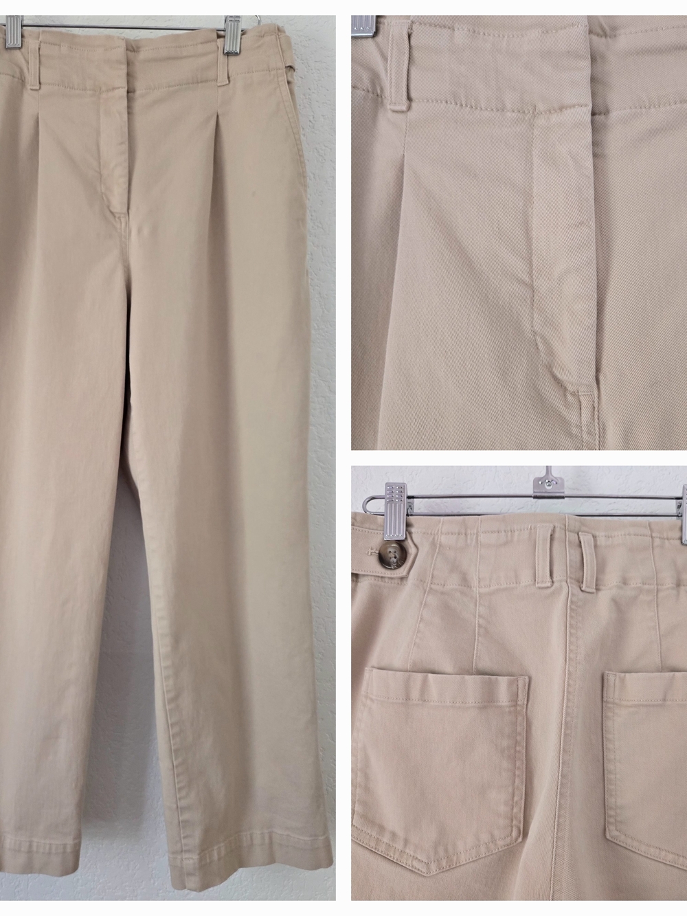 Ann Taylor Light Beige Wide-Leg Trousers